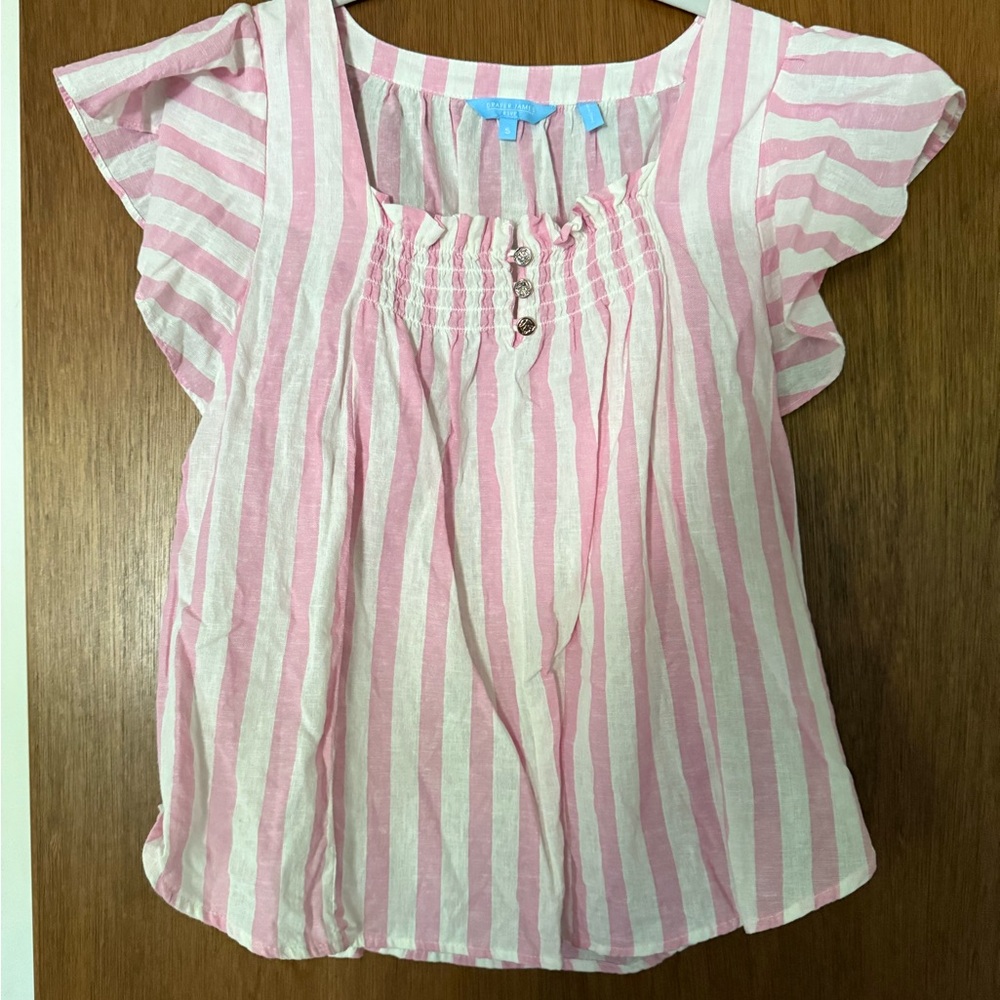 Pink and White Striped Women’s Top
